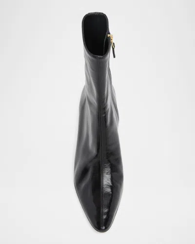 Bottega Veneta Sofia Glossed-leather Ankle Boots In Black