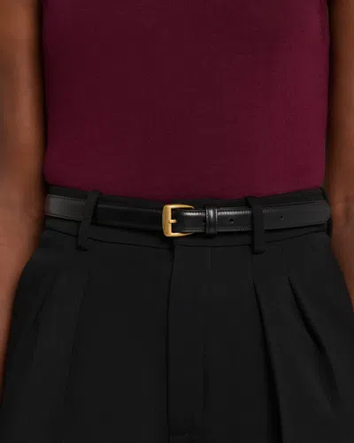 Saint Laurent Thin Leather Belt In Black