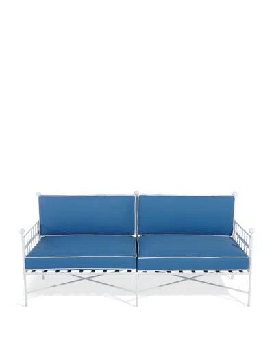 Neiman Marcus Avery Sofa, White/blue In Blue