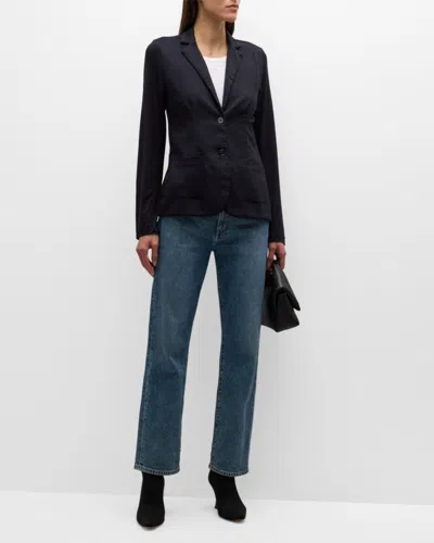 Majestic Soft Touch Two-button Blazer In Blue