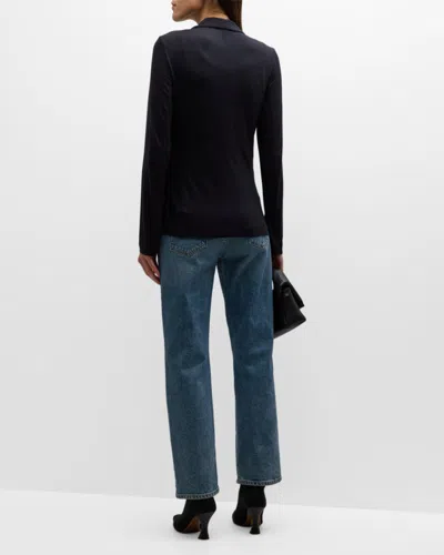 Majestic Soft Touch Two-button Blazer In Blue