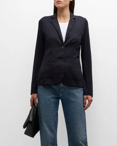 Majestic Soft Touch Two-button Blazer In Blue