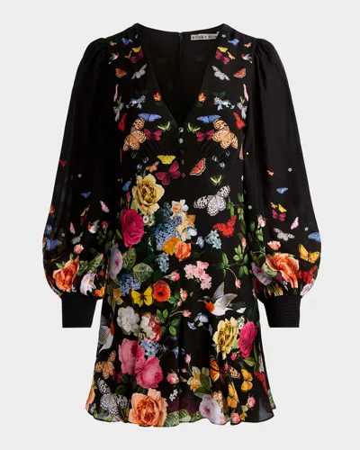 Alice And Olivia Irene Mini Dress Solar Strength Black In Multi