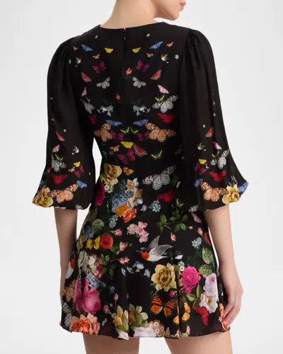 Alice And Olivia Irene Mini Dress Solar Strength Black In Multi