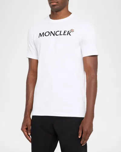 Moncler Mens White Flocked-logo Badge Short-sleeve Cotton-jersey T-shirt