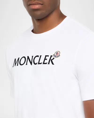 Moncler Mens White Flocked-logo Badge Short-sleeve Cotton-jersey T-shirt