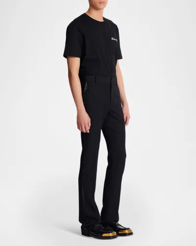 Balmain Navy Blue Twill Pant In Black