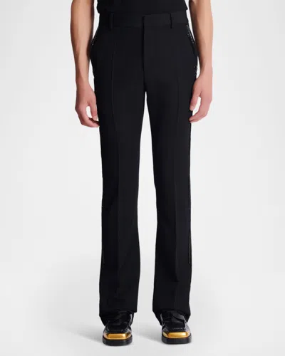 Balmain Navy Blue Twill Pant In Black