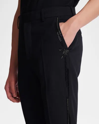 Balmain Navy Blue Twill Pant In Black