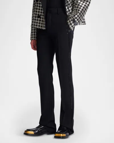Balmain Navy Blue Twill Pant In Black