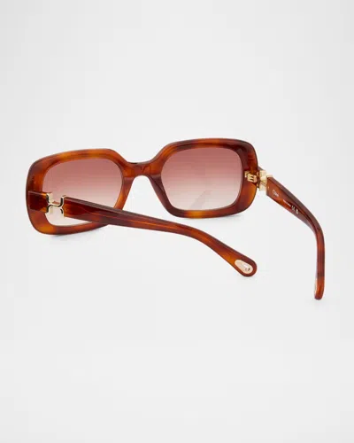 Chloé Marcie 53mm Rectangular Sunglasses In Brown