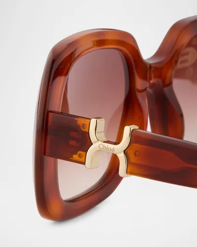 Chloé Marcie 53mm Rectangular Sunglasses In Brown