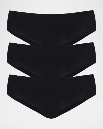 Commando 3-pack Raw-cut Microfiber Bikini Briefs In Black