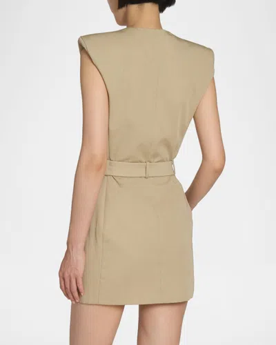 Balmain Wrap Cotton Gabardine Dress Belt Detail In Neutral