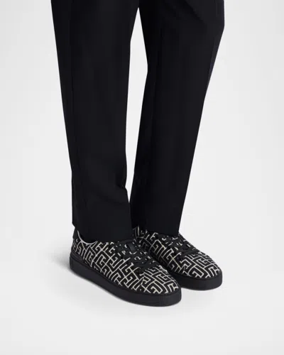Balmain B Court Monogram Jacquard Low Top Sneaker In Black