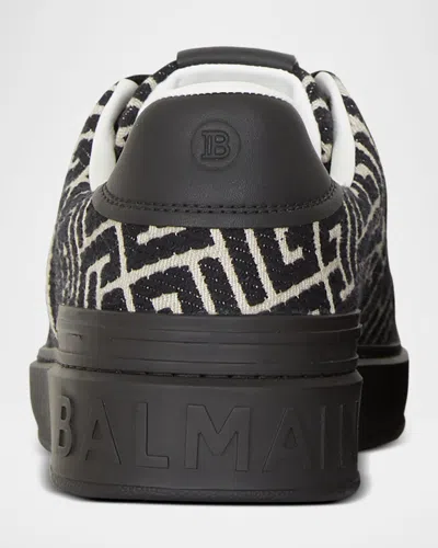 Balmain B Court Monogram Jacquard Low Top Sneaker In Black