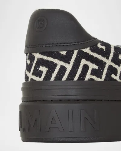 Balmain B Court Monogram Jacquard Low Top Sneaker In Black