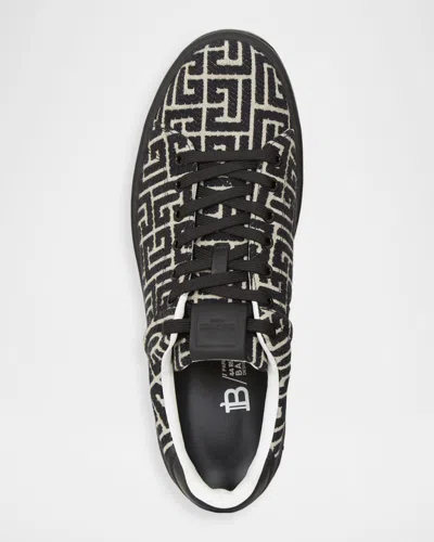 Balmain B Court Monogram Jacquard Low Top Sneaker In Black