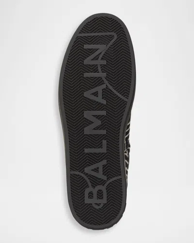 Balmain B Court Monogram Jacquard Low Top Sneaker In Black