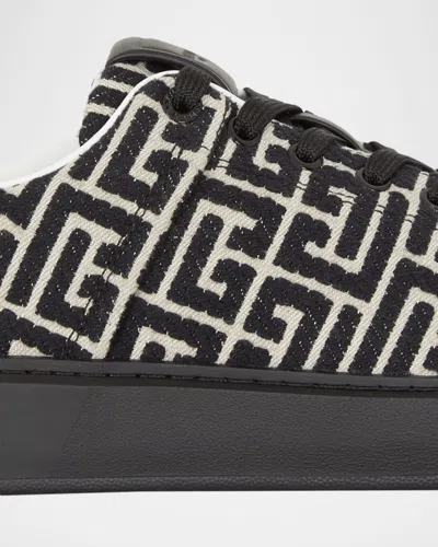 Balmain B Court Monogram Jacquard Low Top Sneaker In Black