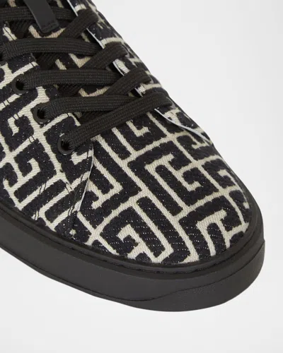 Balmain B Court Monogram Jacquard Low Top Sneaker In Black