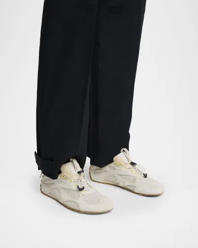 Bottega Veneta Orbit Suede Mesh Low-top Sneakers In White