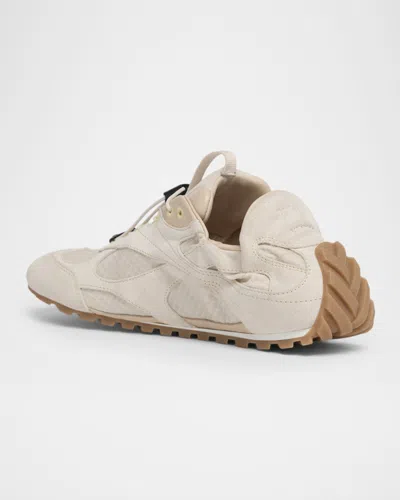 Bottega Veneta Orbit Suede Mesh Low-top Sneakers In White