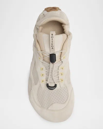 Bottega Veneta Orbit Suede Mesh Low-top Sneakers In White