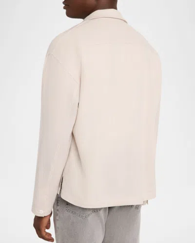 Frame Half Zip Wool Overshirt In Neutral