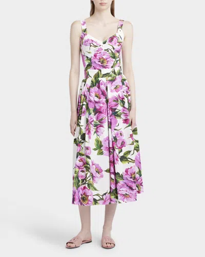 Dolce & Gabbana Women Pink Slide Sandals With Cut Out Logo In Leather Woman