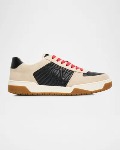 Valentino Garavani Sneakers Contrasting Panels Perforated Detailing Rubber Sole In Multi