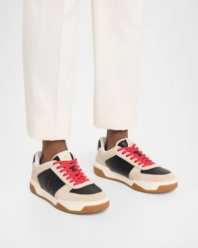 Valentino Garavani Sneakers Contrasting Panels Perforated Detailing Rubber Sole In Multi
