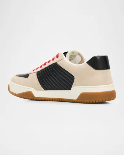 Valentino Garavani Sneakers Contrasting Panels Perforated Detailing Rubber Sole In Multi