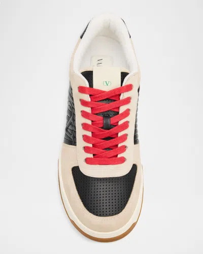Valentino Garavani Sneakers Contrasting Panels Perforated Detailing Rubber Sole In Multi