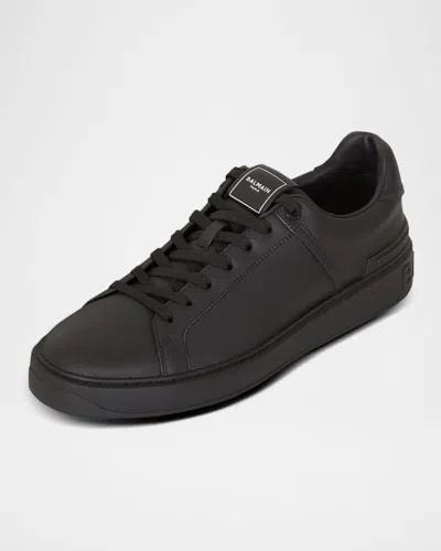 Balmain B Court Sneakers Flat Sole Round Toe In Black