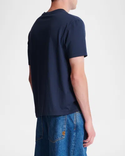 Balmain Printed Cotton T-shirt In Blue