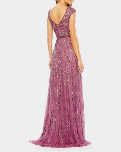Mac Duggal Illusion Sequin-embellished A-line Gown In Pink