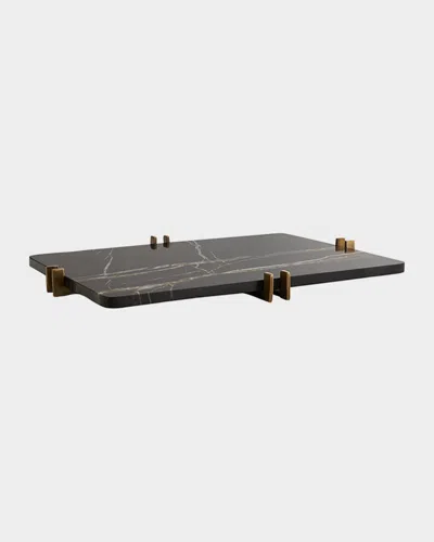 Arteriors Lockhart Marble Rectangular Tray In Gray