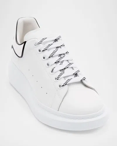 Alexander Mcqueen Chunky Leather Sneakers Featuring Perforated Profiles In White