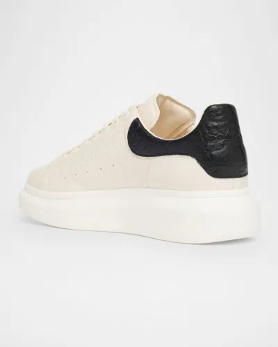 Alexander Mcqueen Chunky Leather Sneakers Featuring Perforated Profiles In White