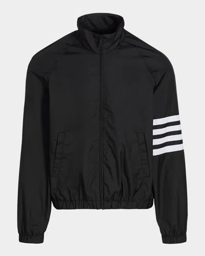 Thom Browne Jacket High Collar Elastic Cuffs Stripe Sleeves In Black