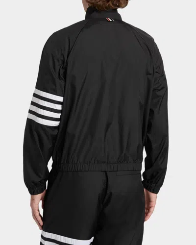 Thom Browne Jacket High Collar Elastic Cuffs Stripe Sleeves In Black