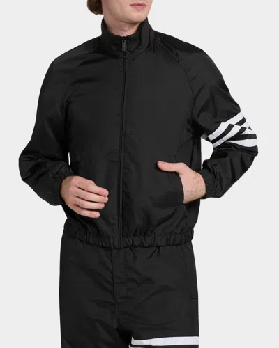 Thom Browne Jacket High Collar Elastic Cuffs Stripe Sleeves In Black