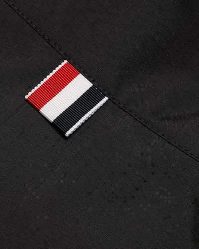 Thom Browne Jacket High Collar Elastic Cuffs Stripe Sleeves In Black