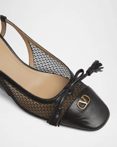 Valentino Garavani Valet Du Roi Slingback Pump In Mesh And Kidskin 60mm Woman Black 41.5 In Black