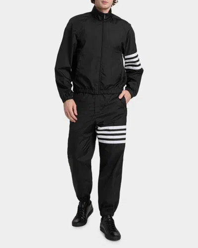 Thom Browne Drawcord Waist Track Pants With Four Stripes In Black
