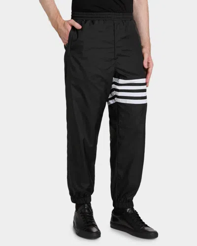 Thom Browne Drawcord Waist Track Pants With Four Stripes In Black