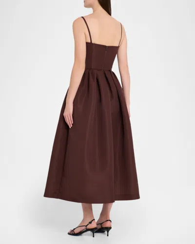 Oscar De La Renta Cyclamen Sleeveless Faille Cocktail Midi Dress In Brown