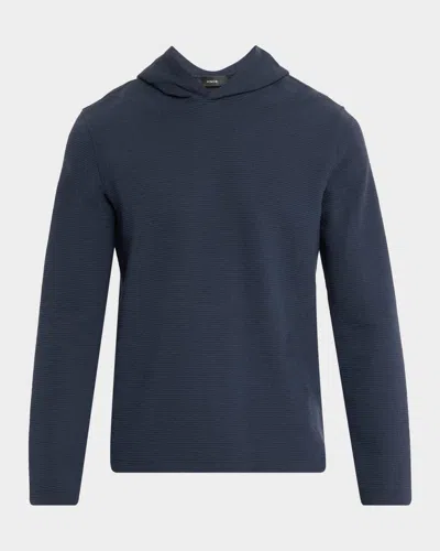 Vince Double Face Pullover Hoodie In Blue
