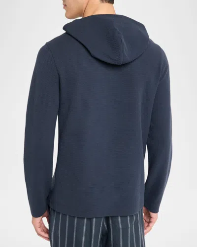 Vince Double Face Pullover Hoodie In Blue